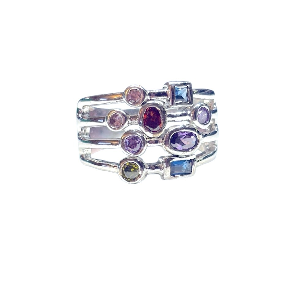 Multi-Color Confetti-Style Wide Band Ring